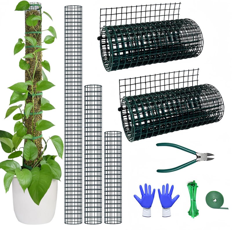 chicarry Moss Pole DIY Kit, 6.6/13.2/26.4ft Metal Moss Pole for Plants Monstera, 2Pcs 8.3in×3.3ft Steel Mesh with Plier, Cable Zip Ties, Sphagnum Moss Pole (6.6ft Wire Mesh with Plier) - Image 1